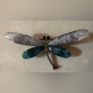 Teal dragonfly stone pin